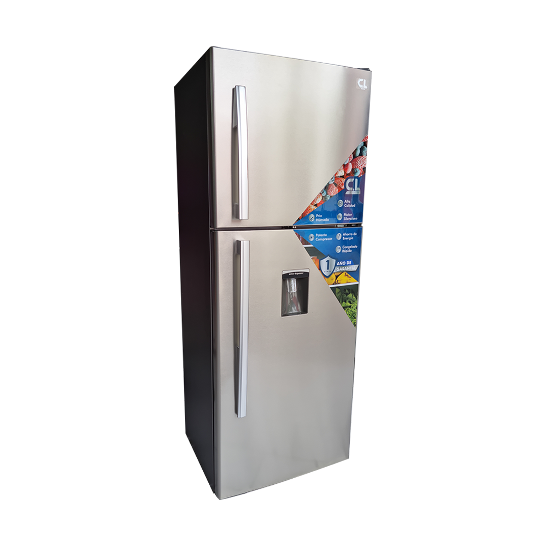 REFRIGERADORA C&L 2 PUERTAS 18 PIES ACERO CON LLAVE DISPENSADOR DE AGUA FRIO HUMEDO