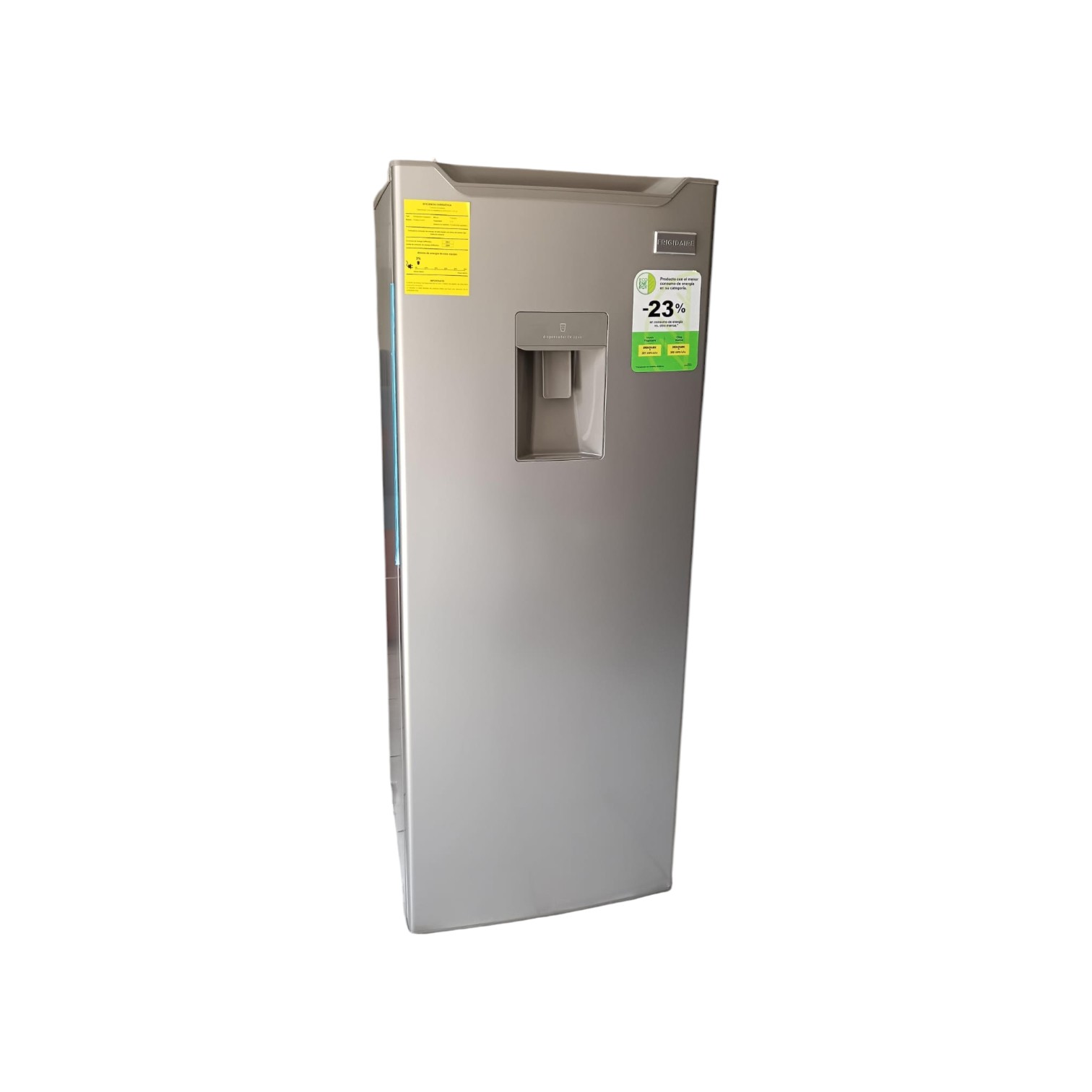 REFRIGERADORA FRIGIDAIRE  8" 1 PUERTA 214 L.  CON DISPENSADOR DE AGUA  FRIO HUMEDO MODELO FRDM22F3HPS