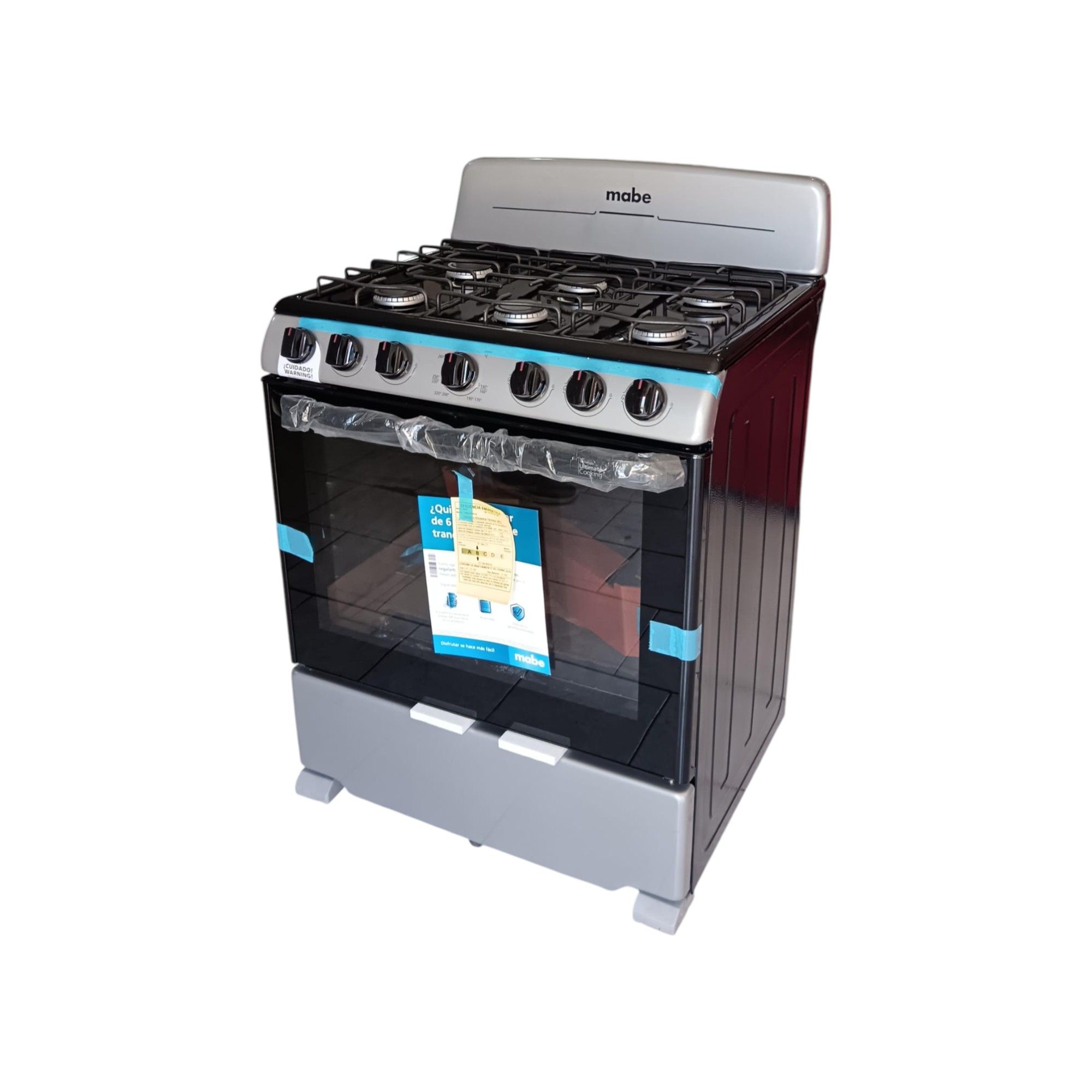 COCINA MABE DE 6 QUEMADORES PARRILLA HIERRO FUNDIDO  DE  RESPALDO