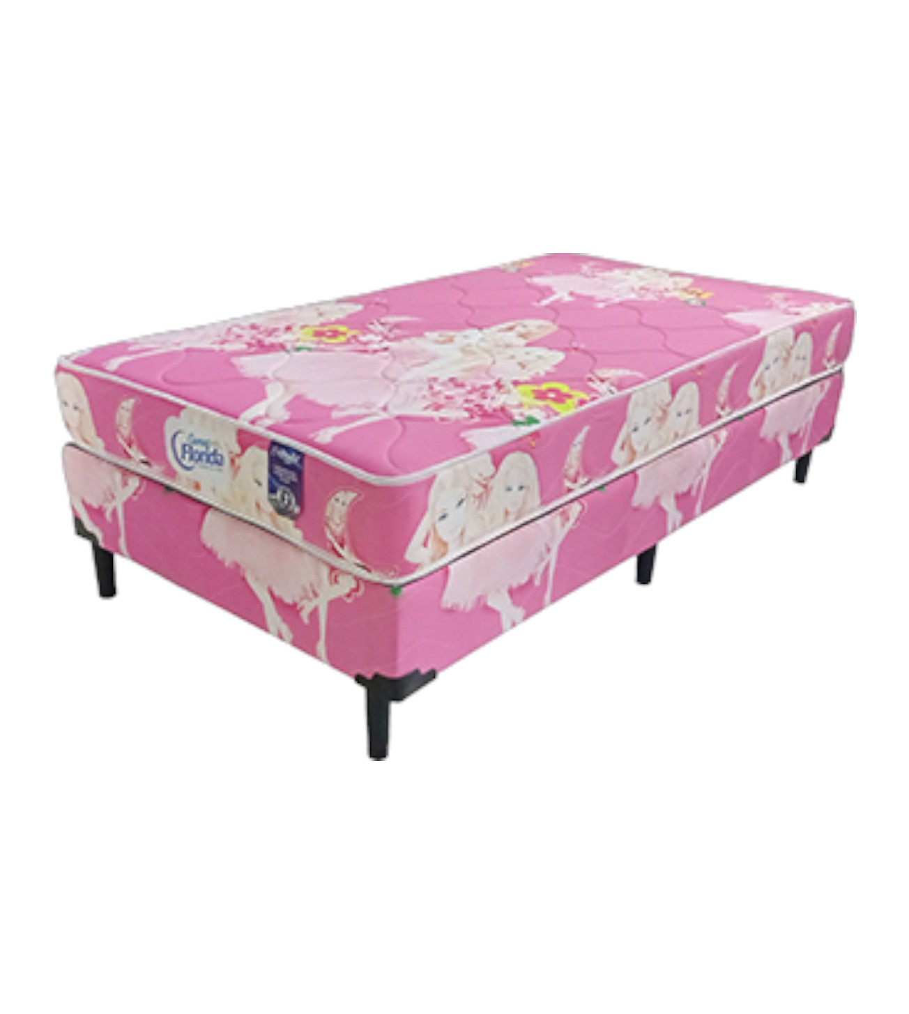 CAMA INFANTIL DE NIÑA   FLORIDA DE 1 METRO BASICA DE RESORTE