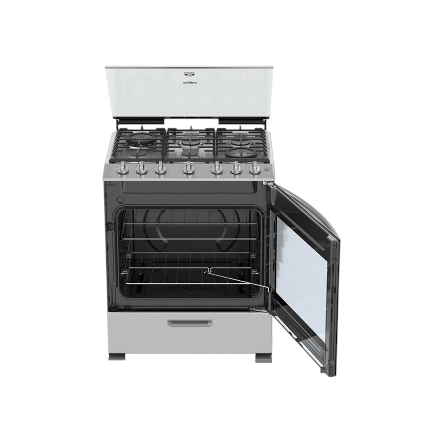 ESTUFA WHRILPOOL MODELO LWFR7200S DE 6Q TAPA DE VIDRIO ACERADA CON COMAL PARRILLA HIERRO FUNDIDO CHISPERO  Y LUZ